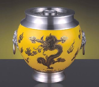 步步高升-锡制陶瓷罐